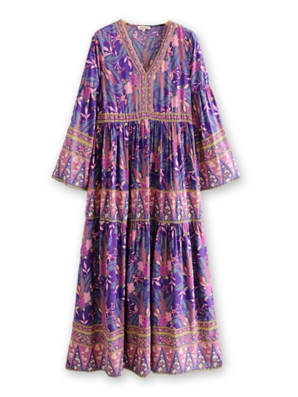 Amethyst Bloom Floral Boho Maxi Dress | Purple Flowy Bohemian Dress